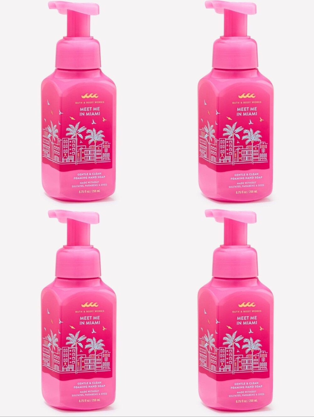 Bath & Body Works Meet Me in Miami Gentle Foaming Hand Soap Set of 4 NEW RARE